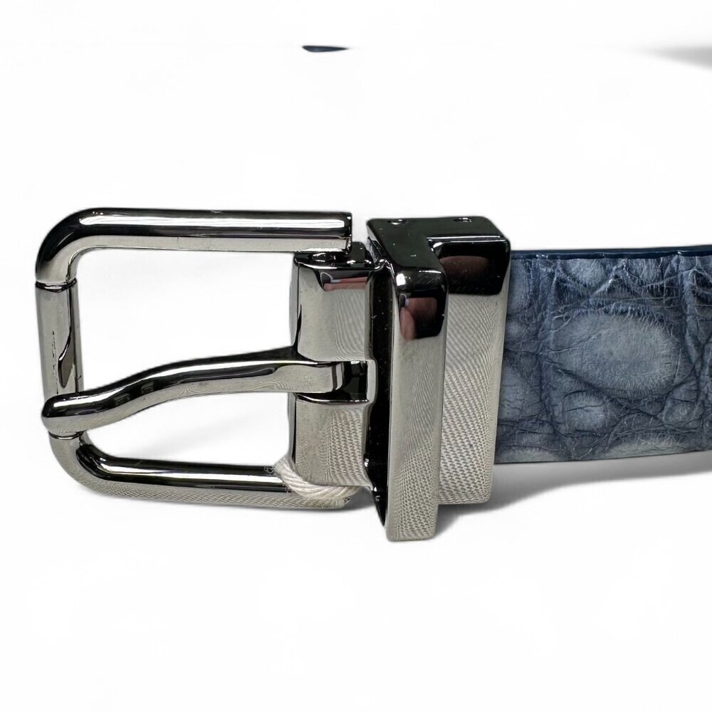 DOLCE & GABBANA Men's Genuine Crocodile Belt Size 110 cm/44 in Blue NWT - Picture 3 of 15